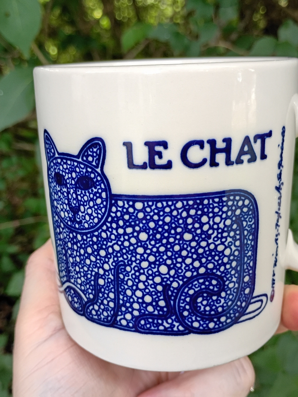 Vintage Taylor Ng Le Chat 1978 Blue Cat Mug Mouse & Yarn Ball Design